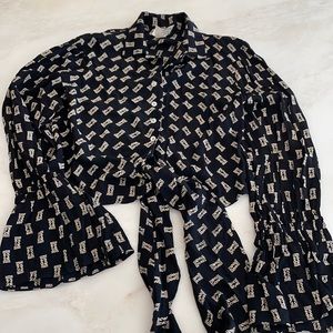 Vintage Mevisto Women’s Blouse with Flounce Sleeve-Size Large